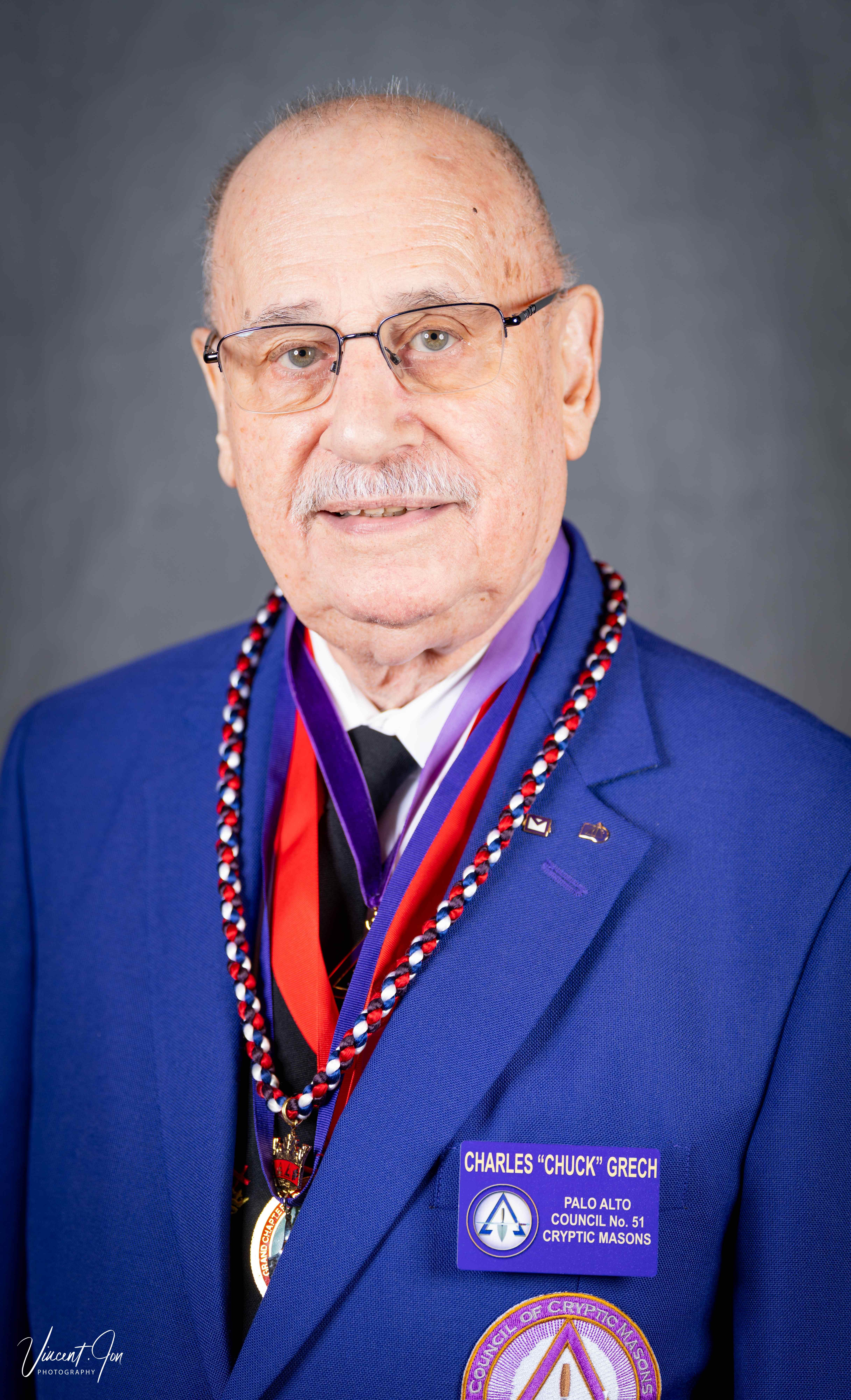 Portrait of Chuck Grech KYCH, Treasurer of Palo Alto Council No. 51